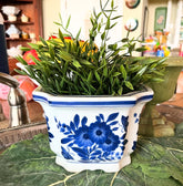 Large Blue & White Floral Planter