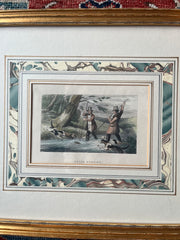 Framed Otter Hunting Lithograph