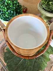 MCM Vinyl Ice Bucket w/ Bamboo Handle