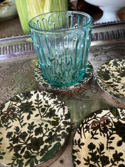 Set of 4 Anchor Hocking Tahiti Aqua Bamboo Rocks Glasses