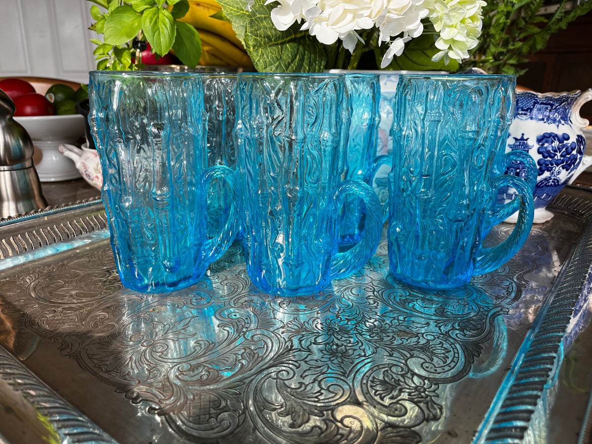 Aqua Bamboo Glasses *Set of 6* – The Vintage Pagoda