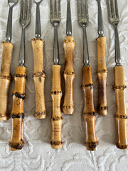 8 French Bamboo Fondue Forks