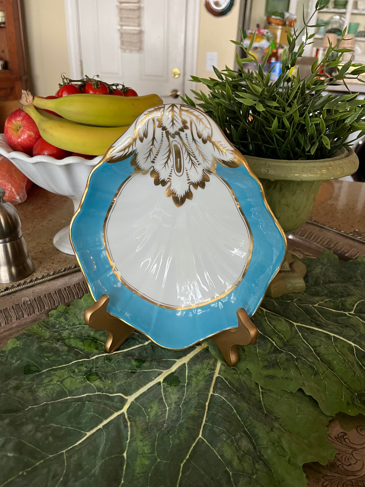 Aqua & Gold Shell Dish