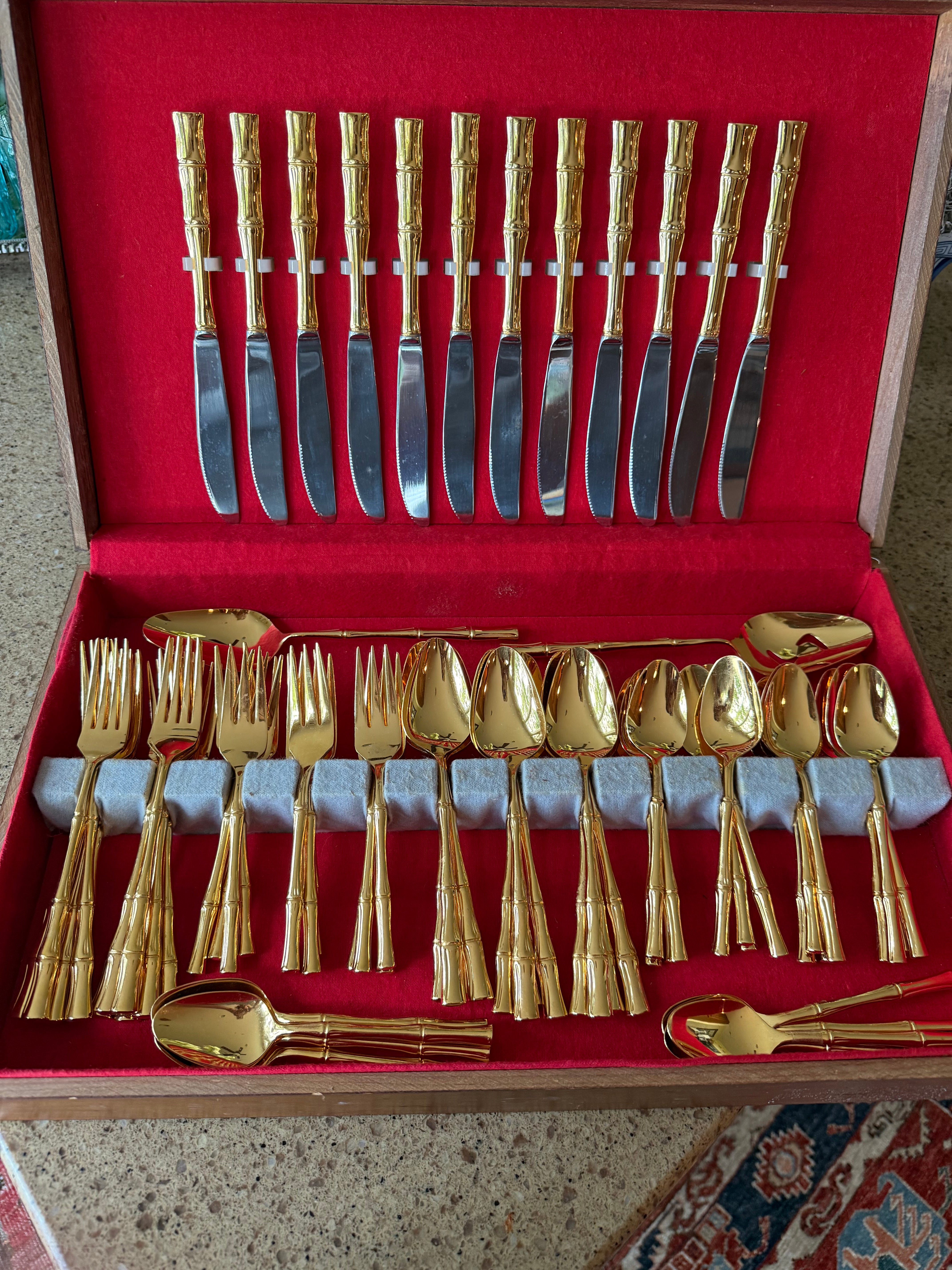 Brass Bamboo Flatware Service For 12