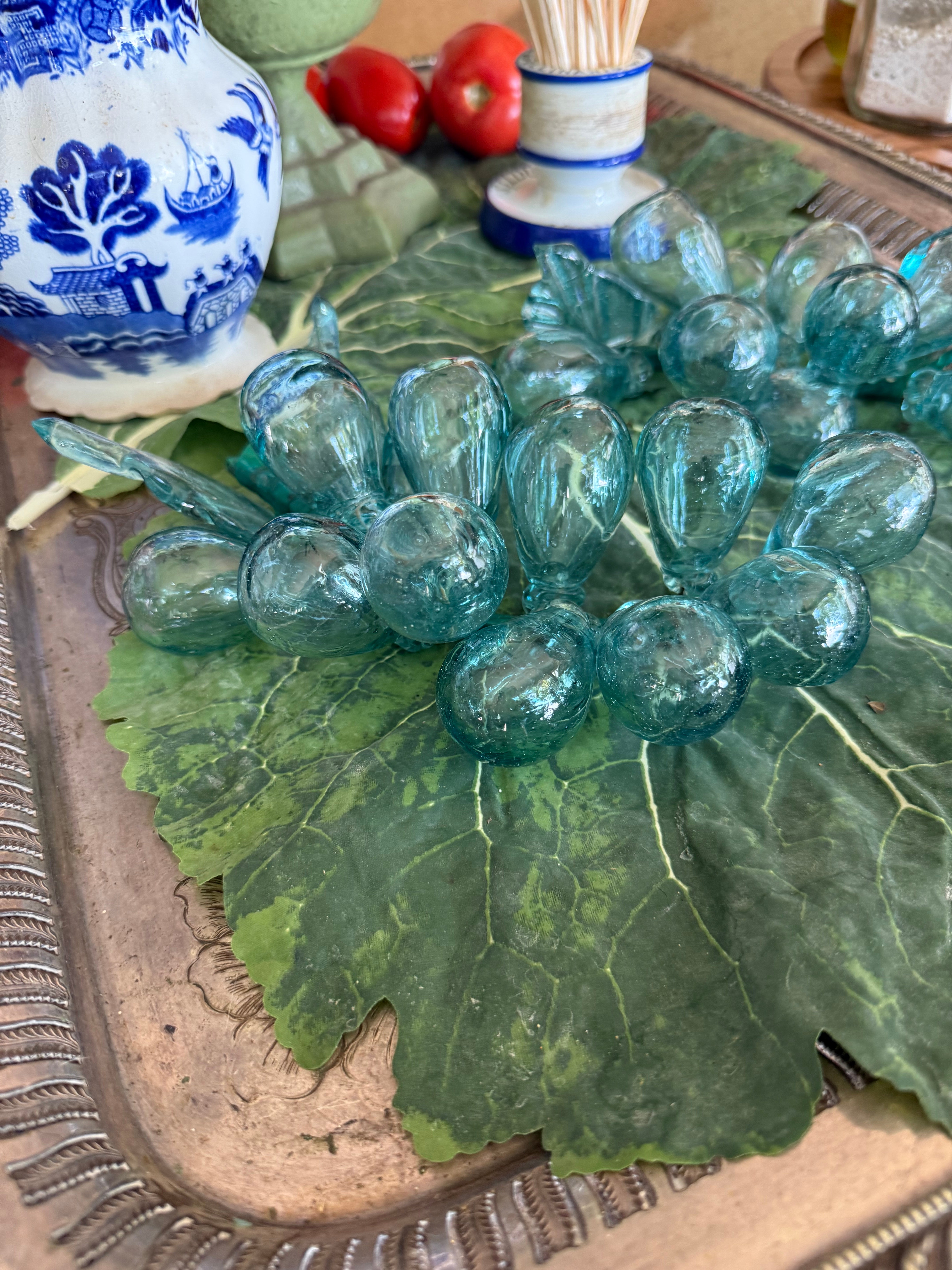 Aqua Glass Grape Clusters