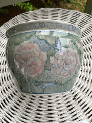 Hand Colored Floral Fish Bowl Planter
