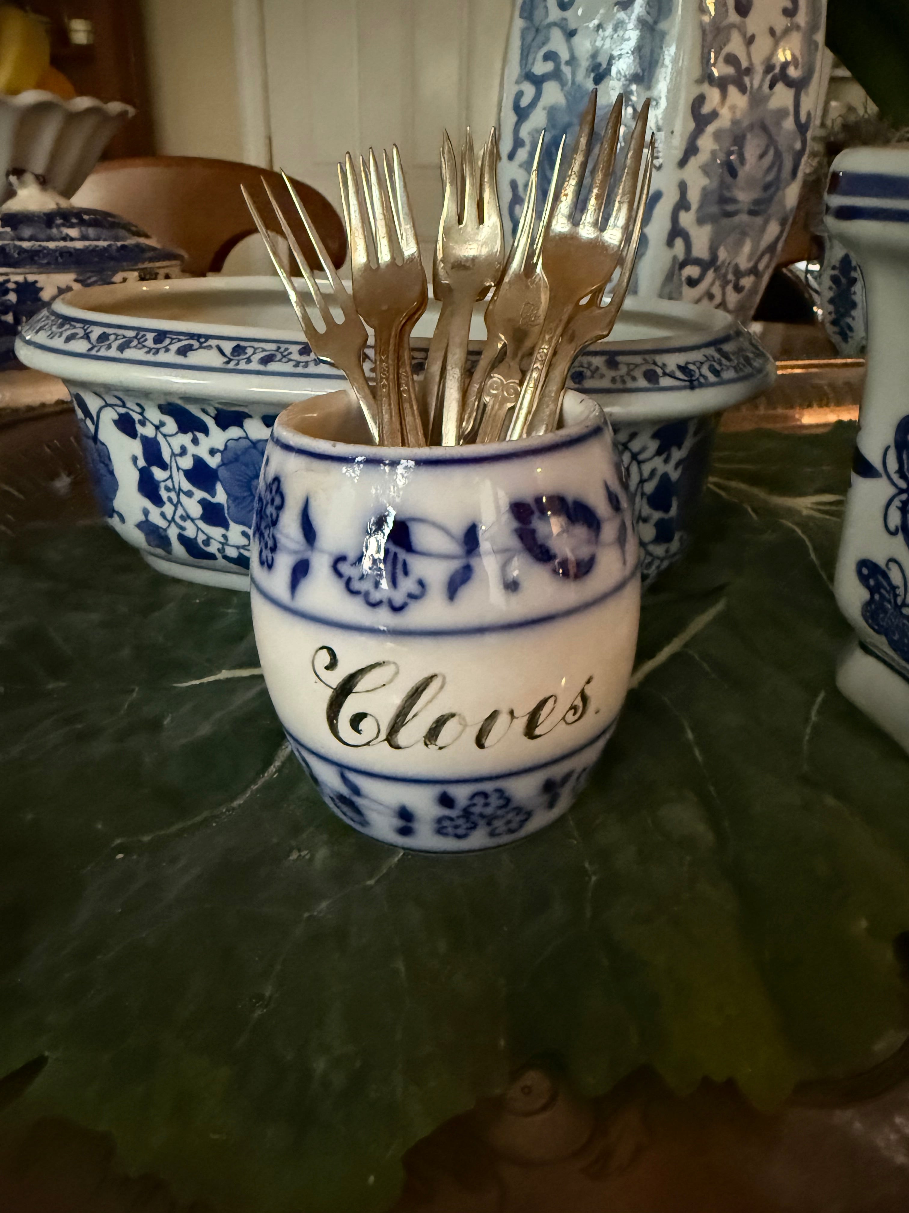 German Blue & White Spice Jar
