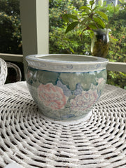 Hand Colored Floral Fish Bowl Planter