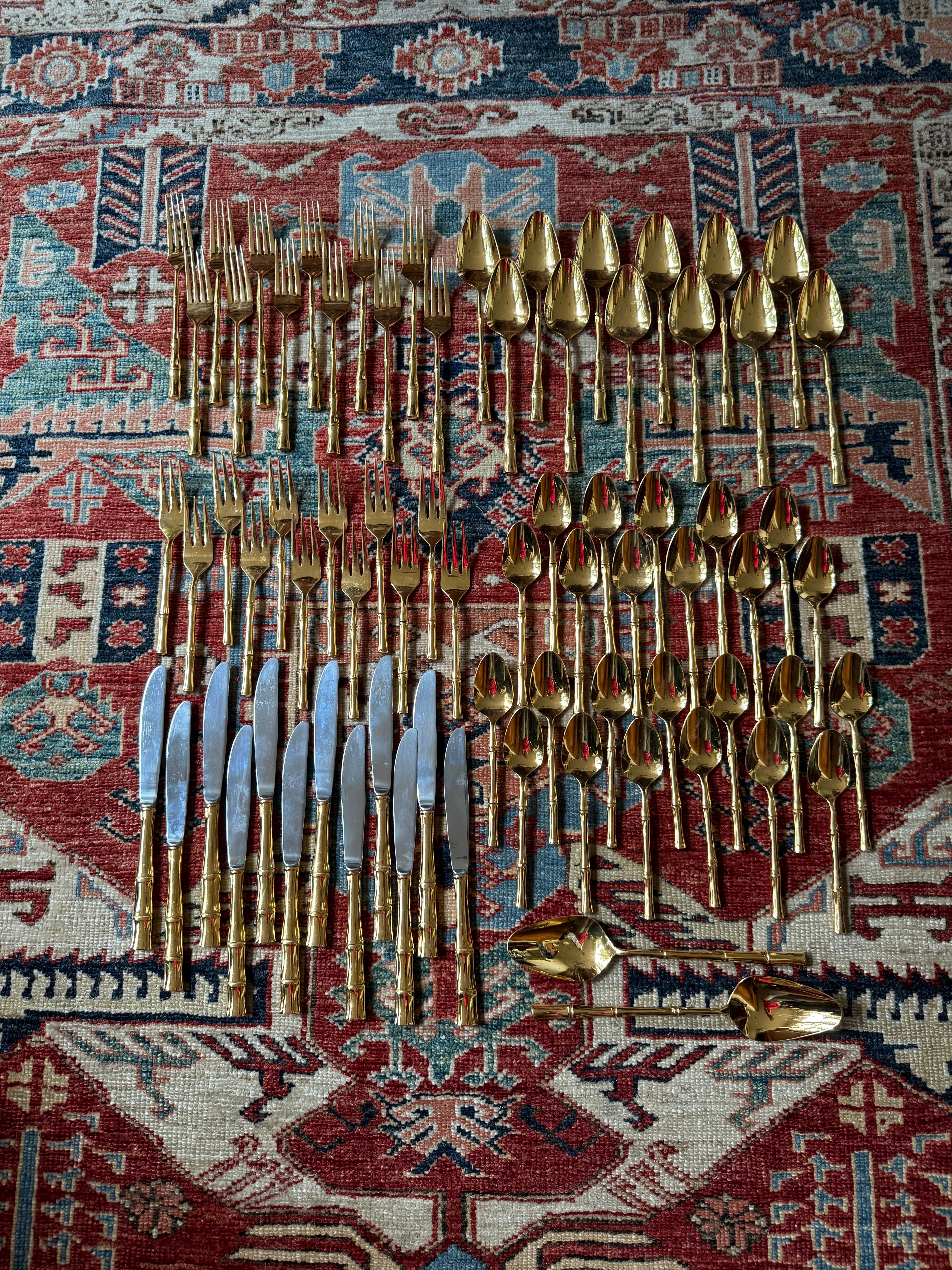 Brass Bamboo Flatware Service For 12