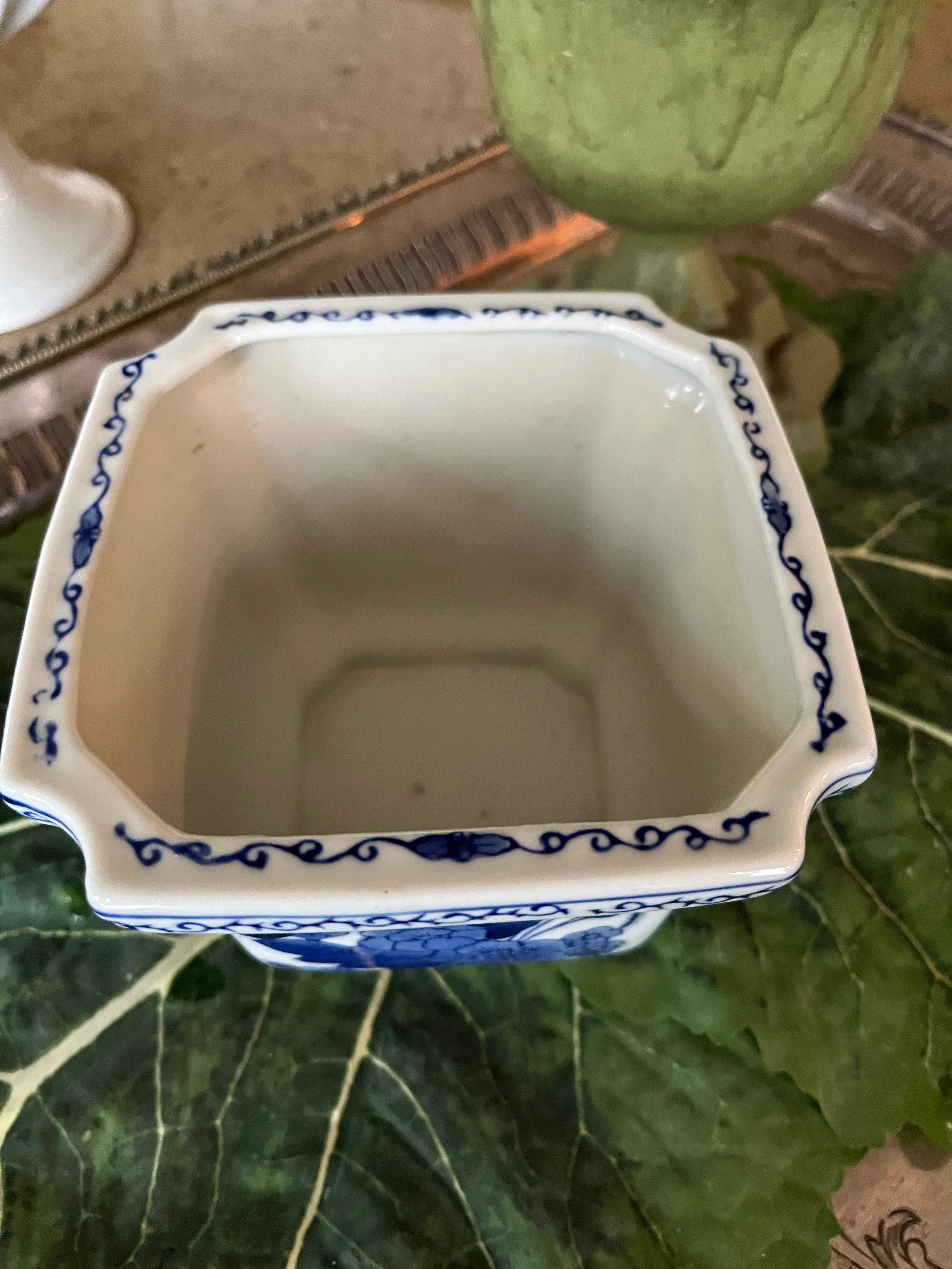 Pair of Blue& White Square Planters
