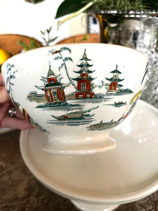 Antique Chinoiserie Scenic Bowl “HONC” Holland