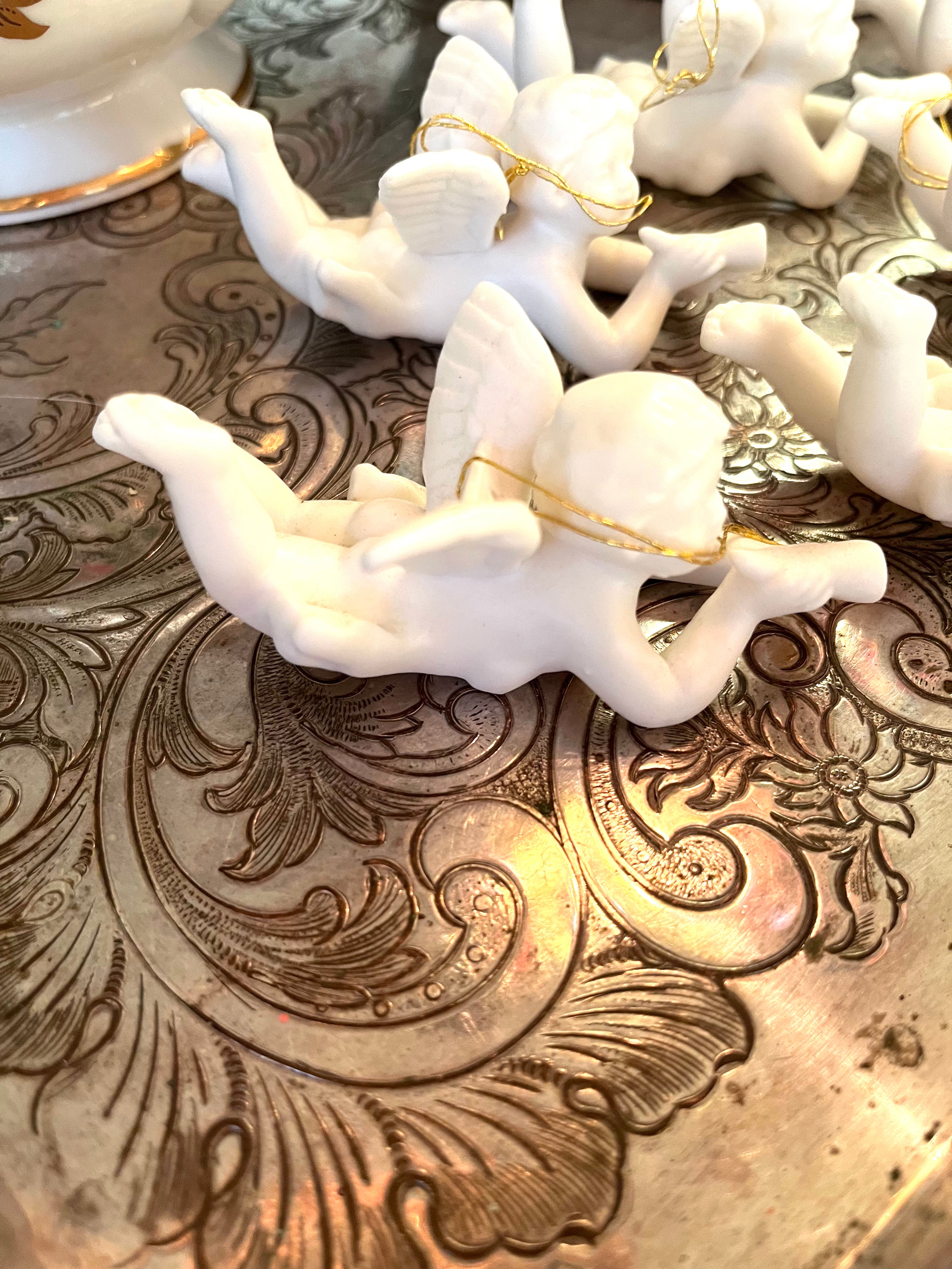 Set of 6 Porcelain Angel Ornaments