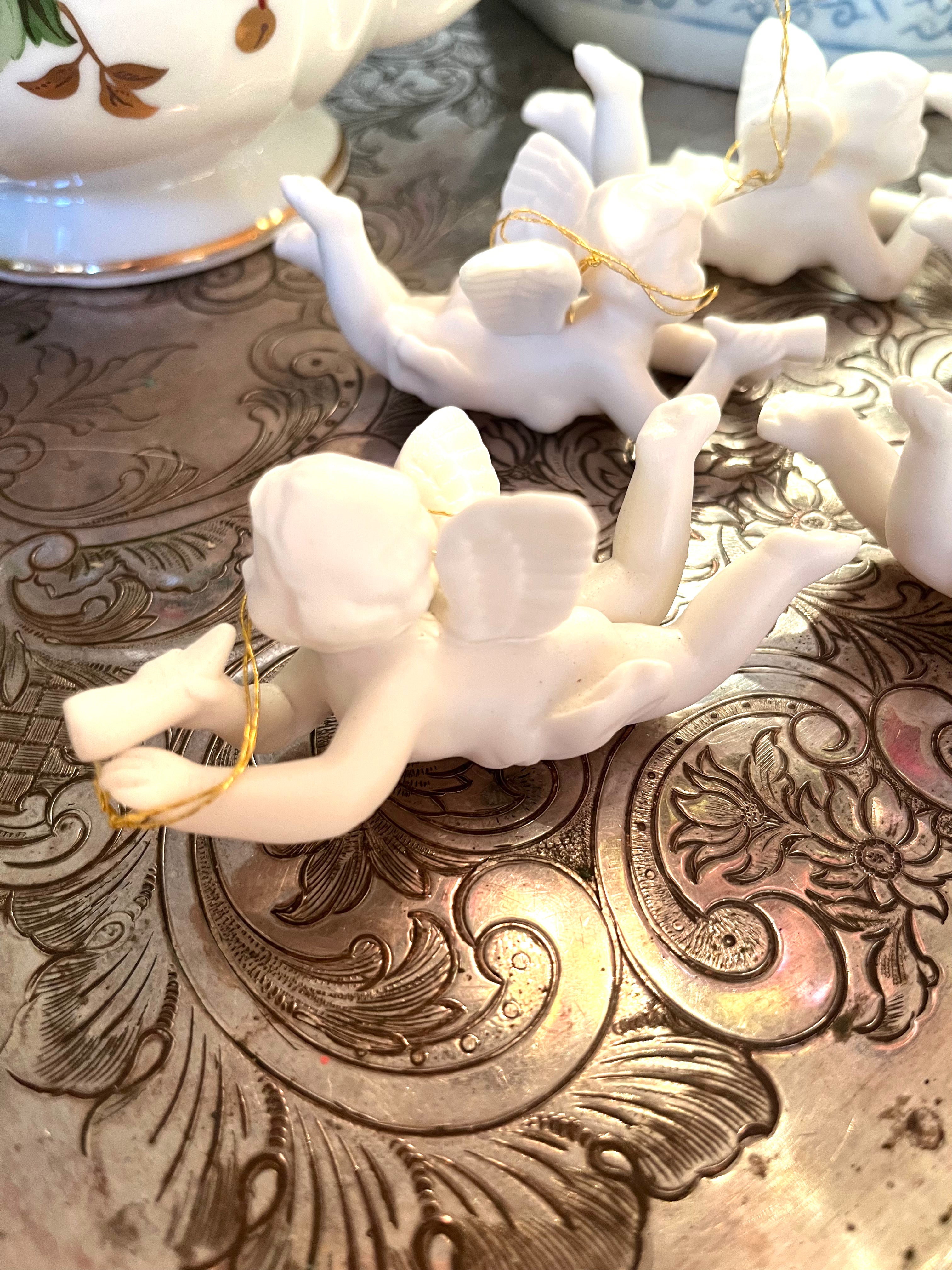 Set of 6 Porcelain Angel Ornaments