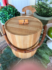 MCM Vinyl Ice Bucket w/ Bamboo Handle