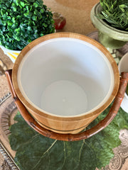 MCM Vinyl Ice Bucket w/ Bamboo Handle
