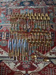 Gold Bamboo Flatware Service for 12