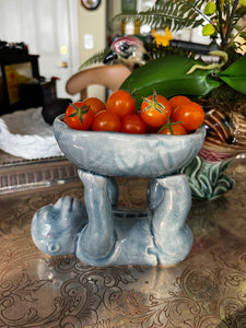 *RARE*Pale Blue Glazed Chinoiserie Monkey Bowl