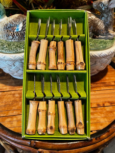 Set of 12 Bamboo Cocktail Forks in Box