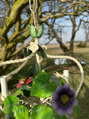 Vintage French Tole Basket Chandelier