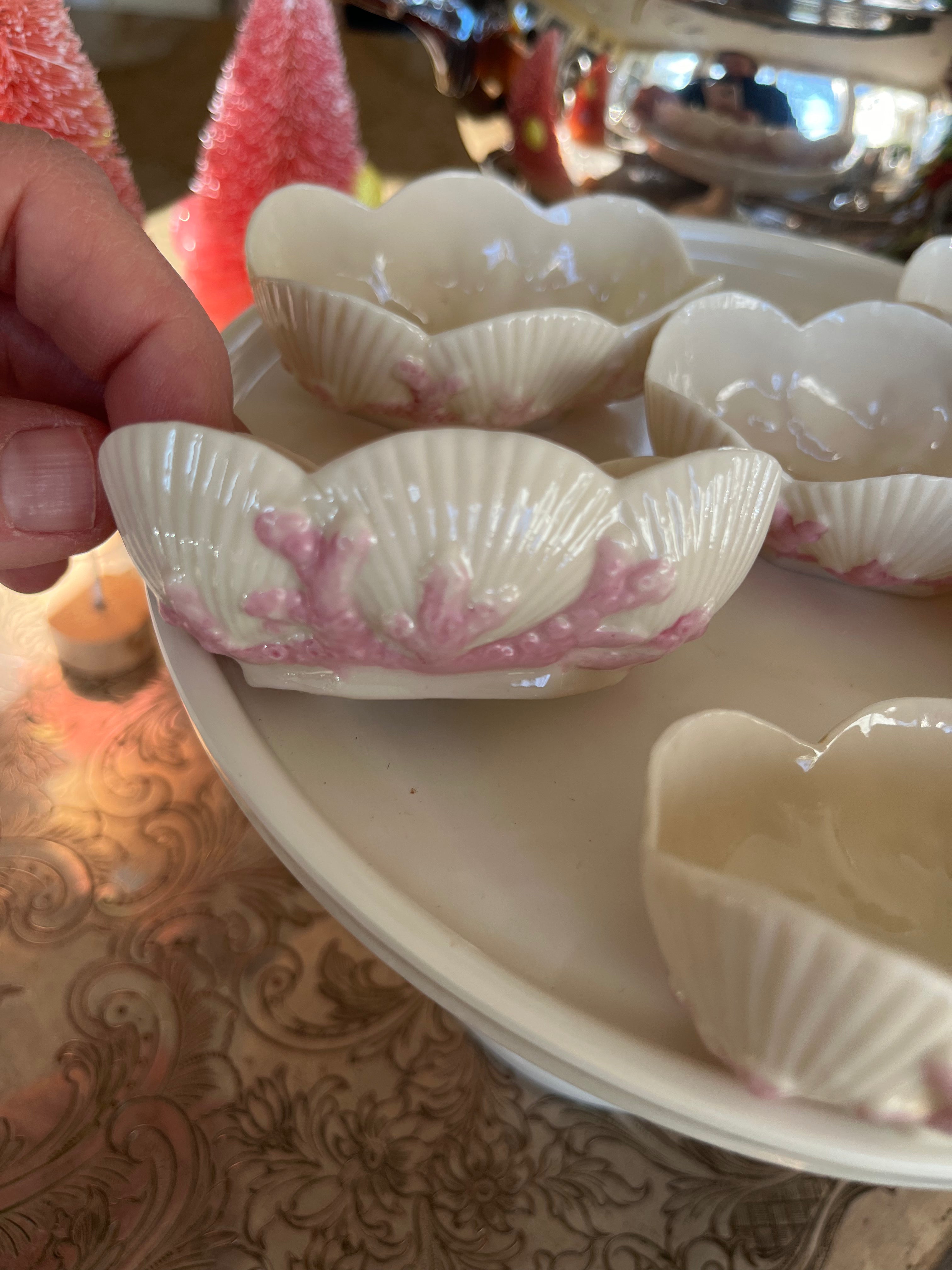 Set of 6 Belleek Shell Dishes