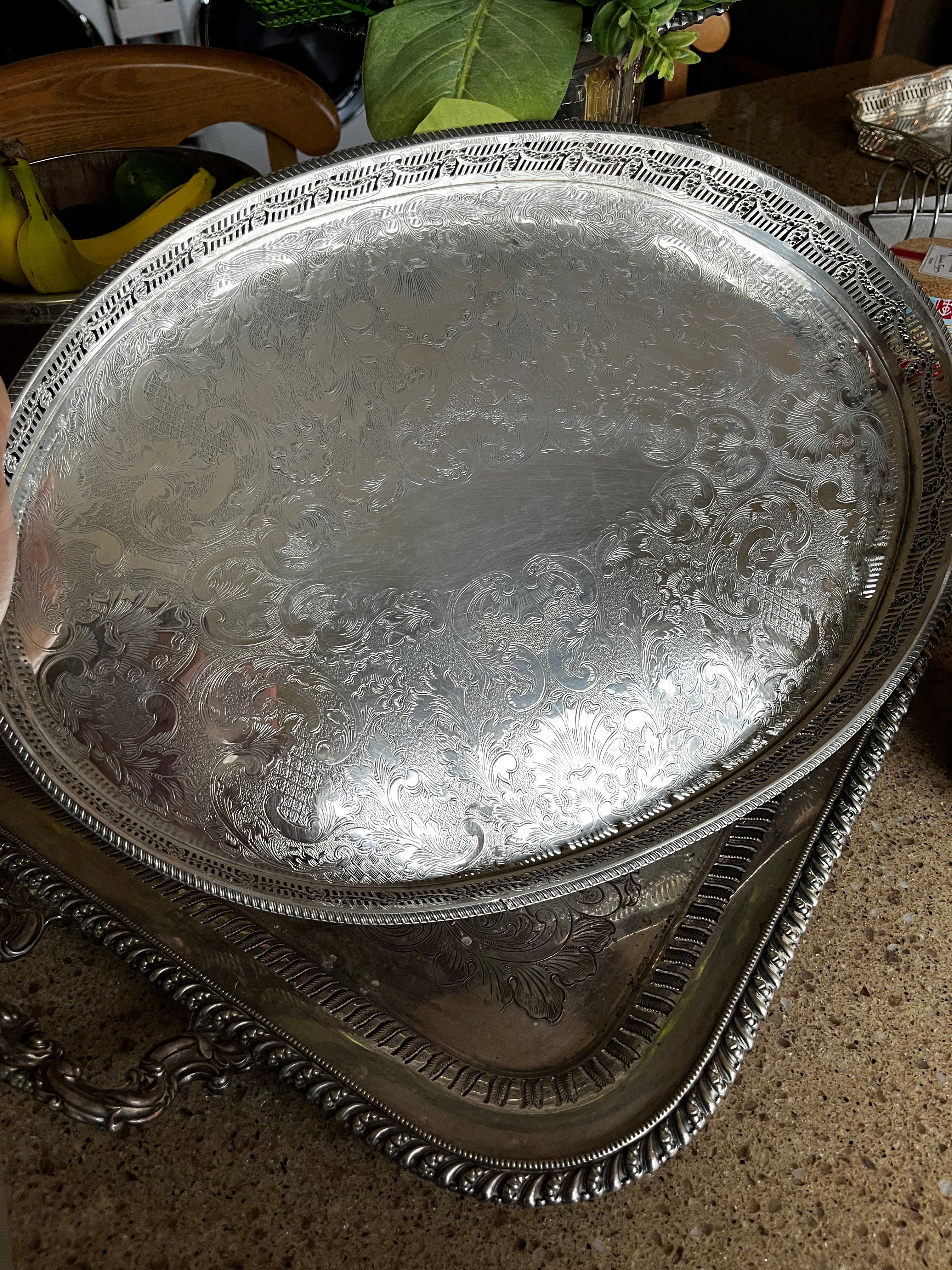 English Silverplate Gallery Tray