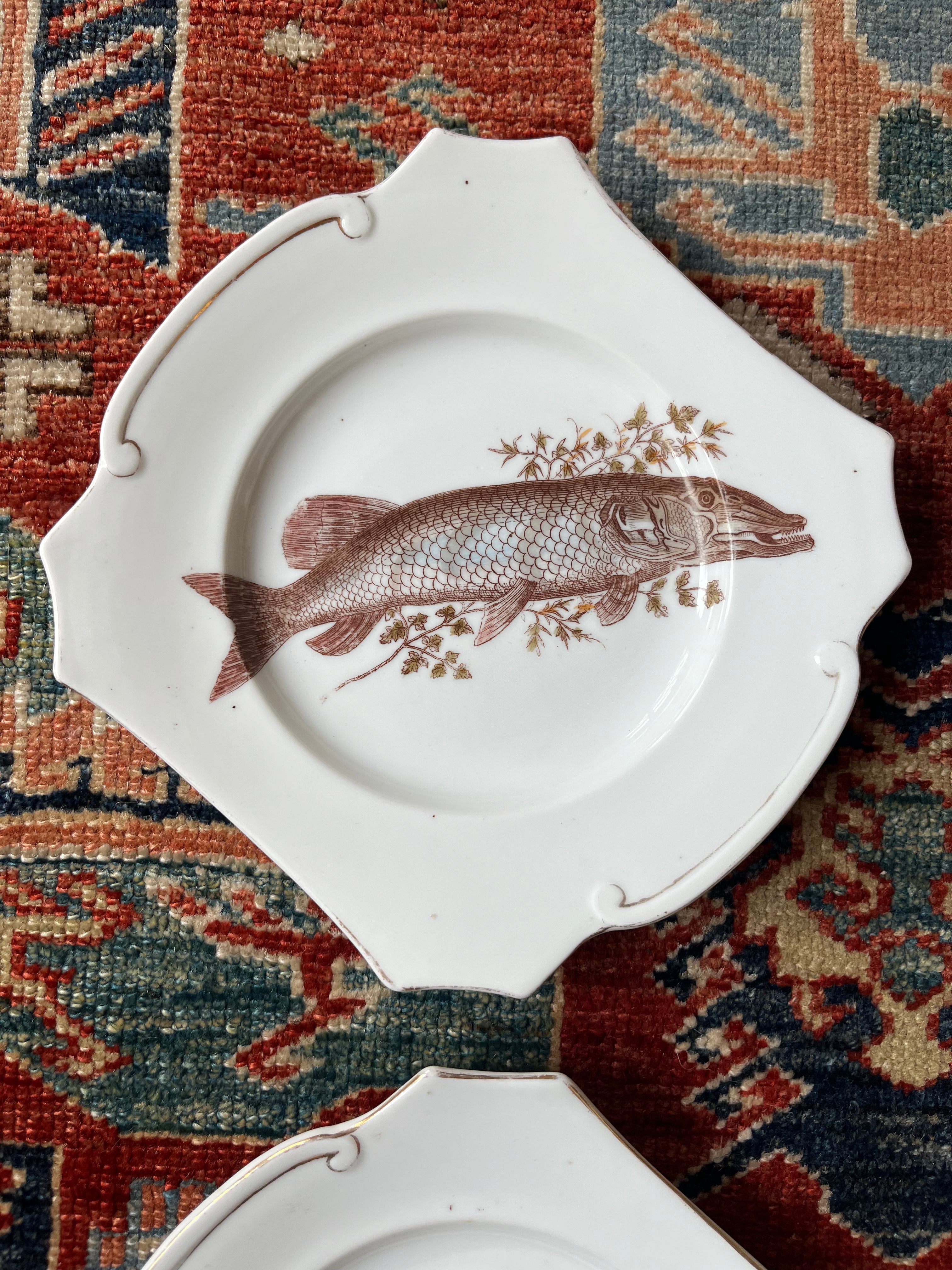 Set of 4 Bavarian Fish Plates