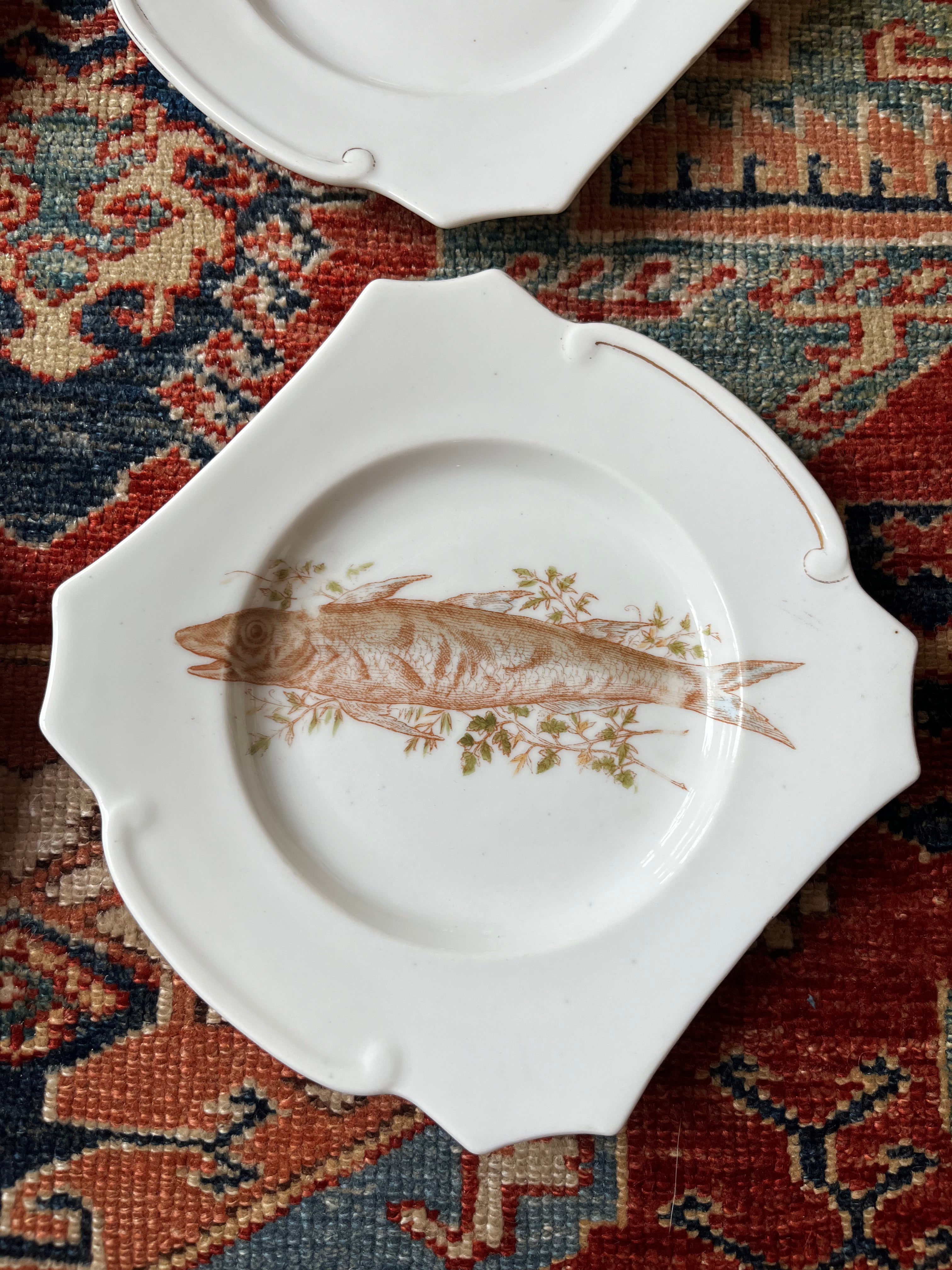 Set of 4 Bavarian Fish Plates