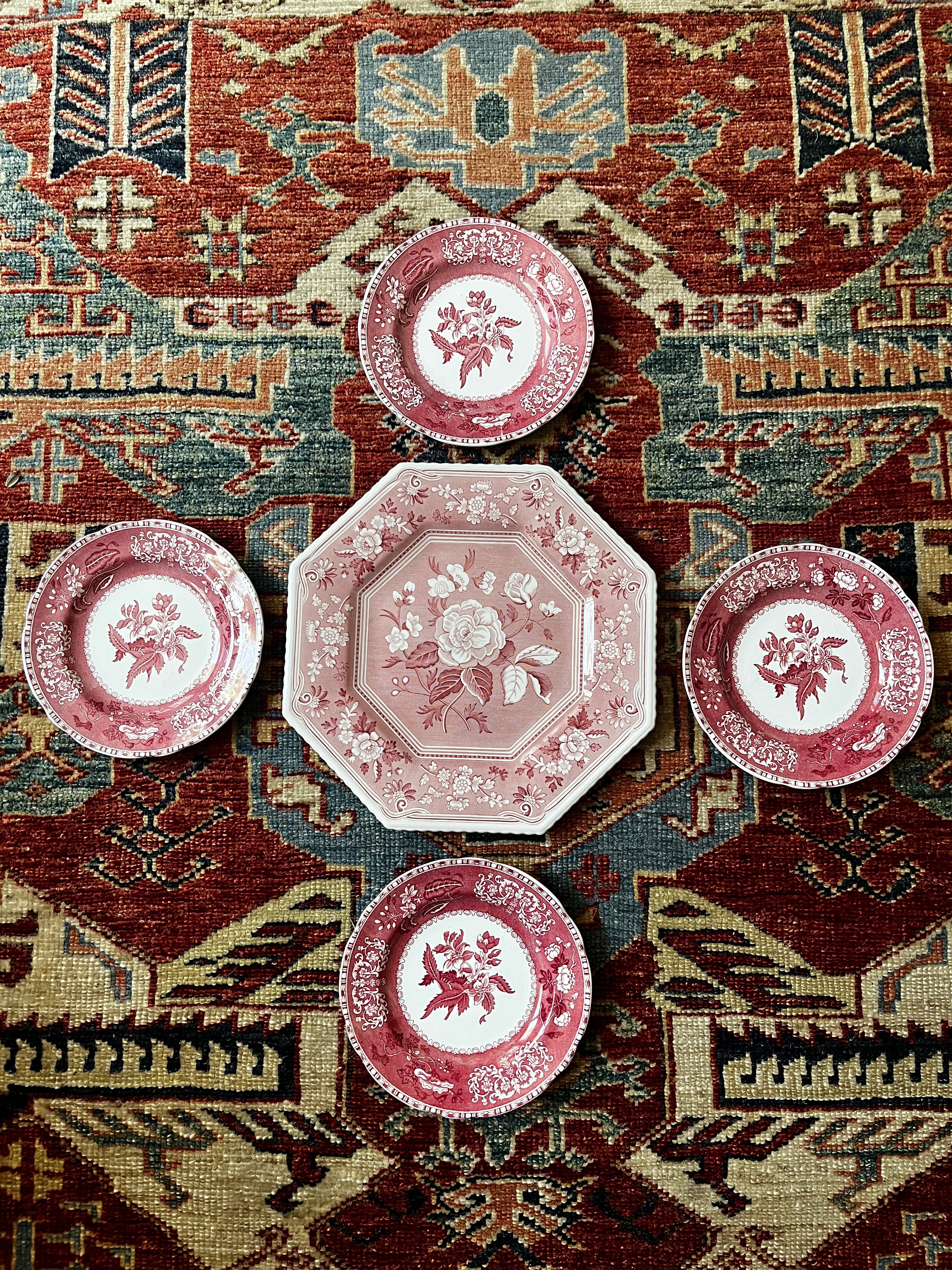 Pink Transferware Plate Wall