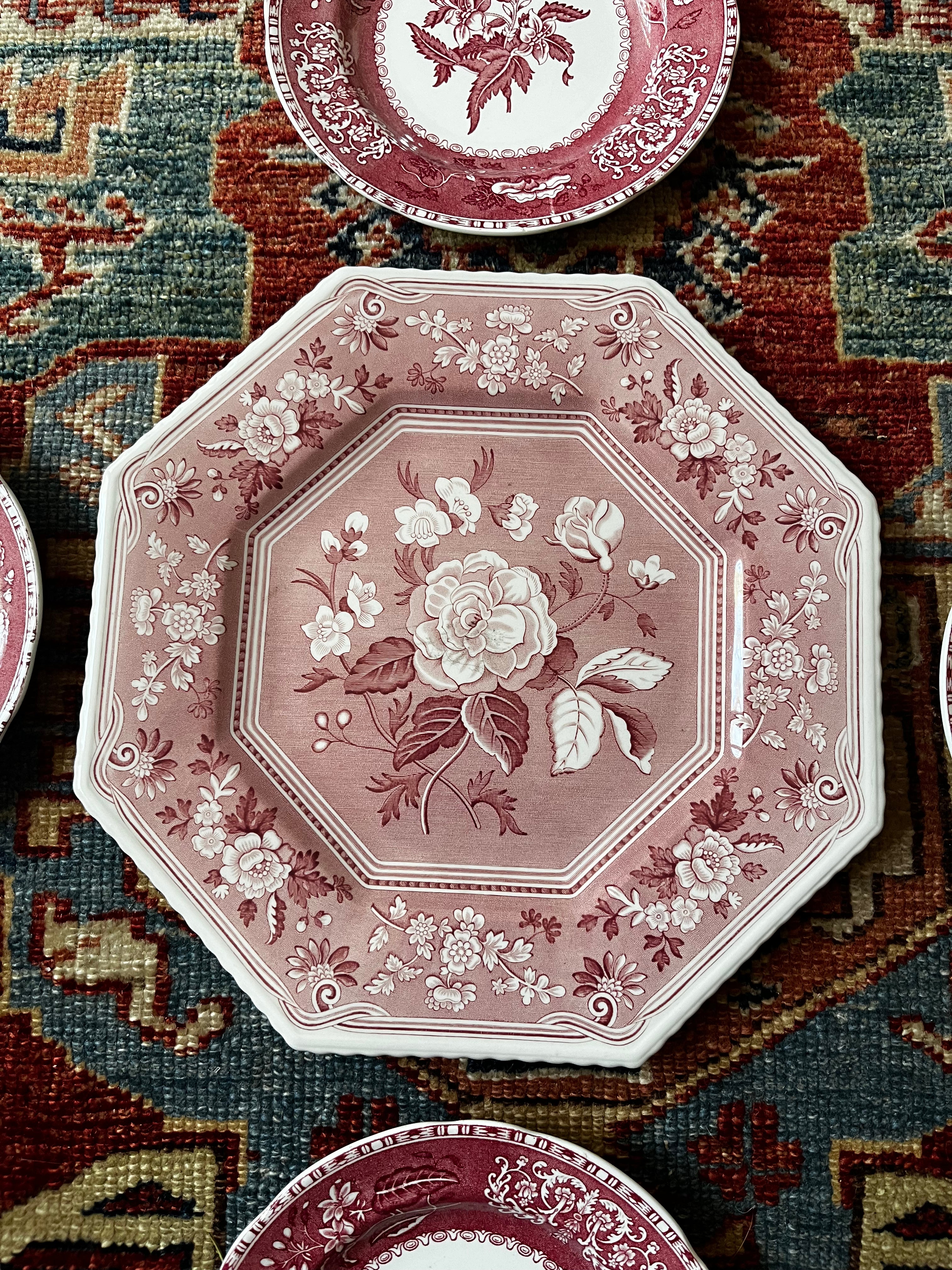 Pink Transferware Plate Wall