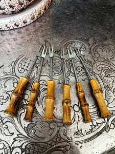 MCM Bamboo Cocktail Fork Set