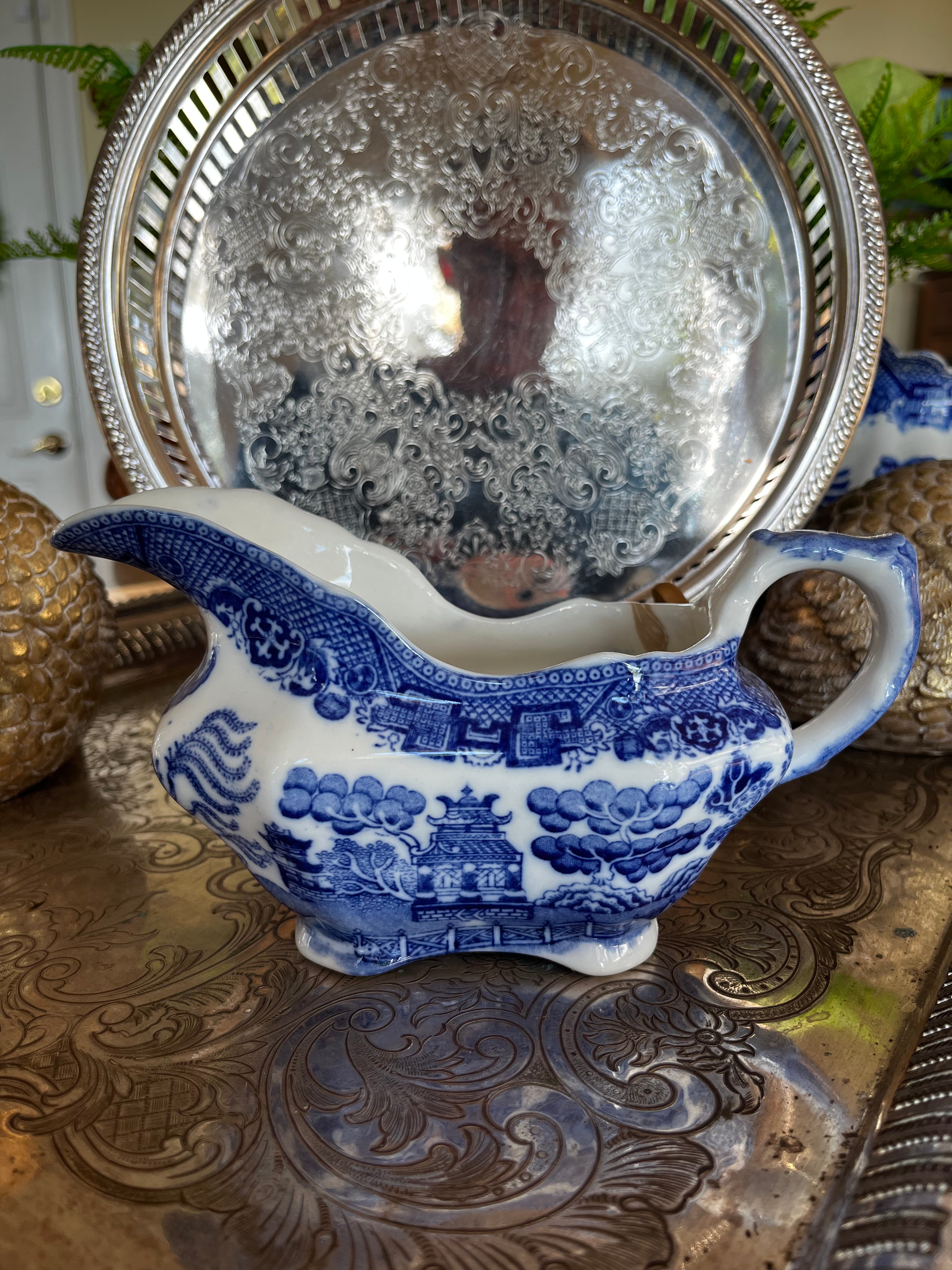 Darling Blue Willow Gravy Boat