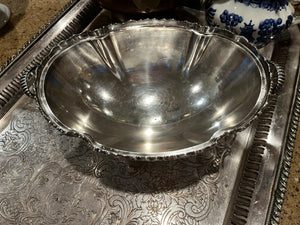 Engraved Silverplate Footed Bowl