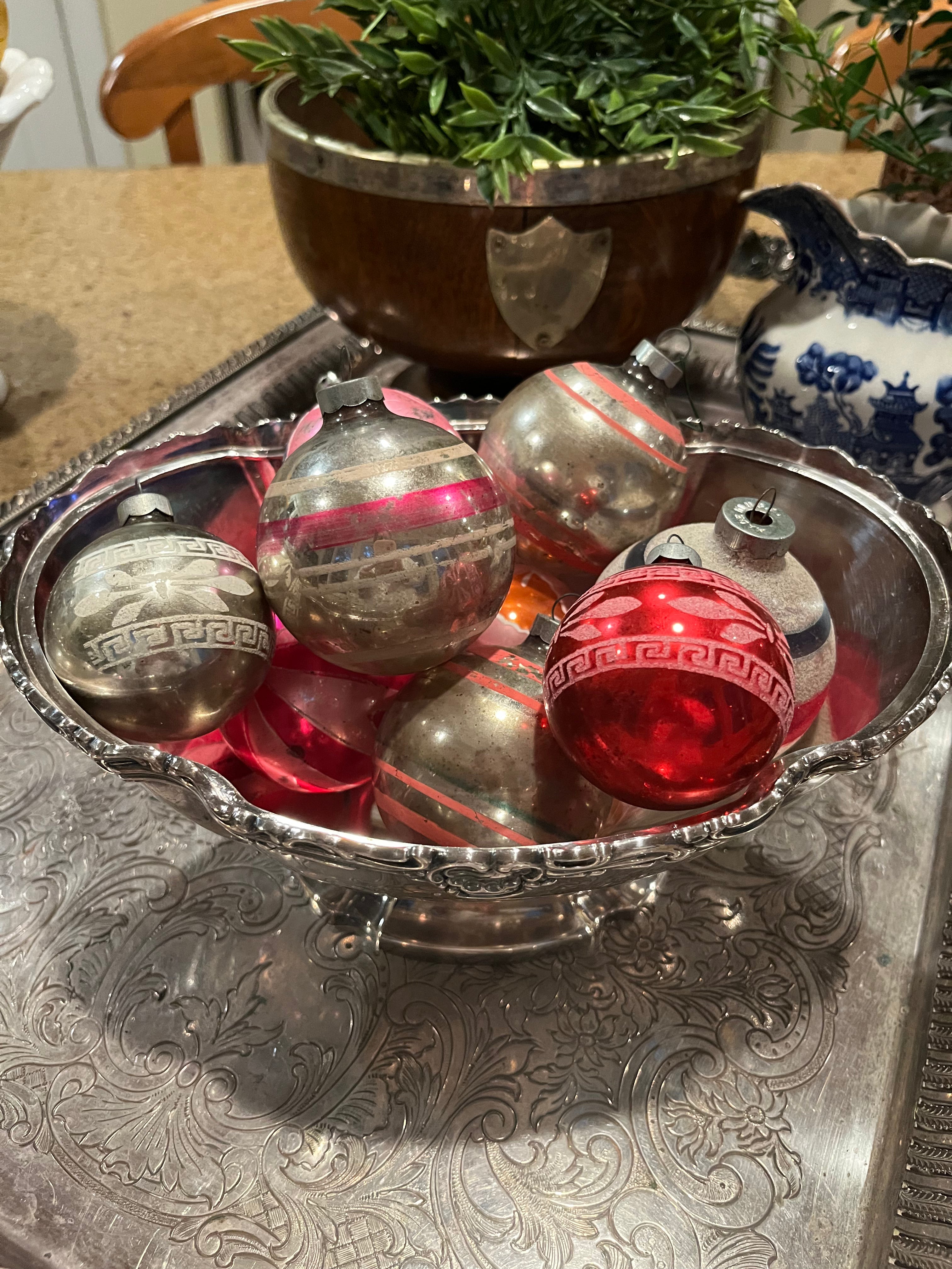 Engraved Silverplate Footed Bowl