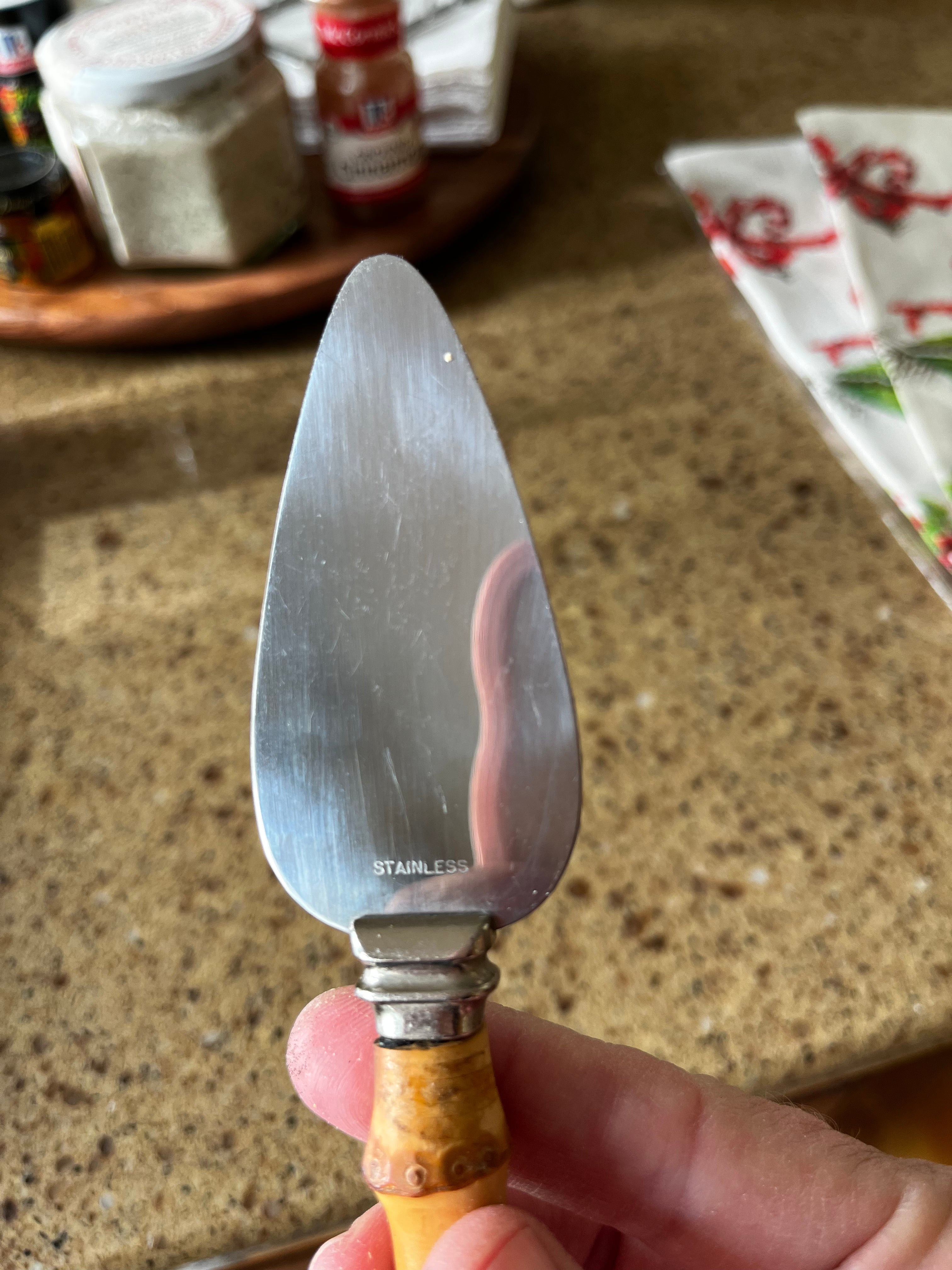 Vintage 7” Bamboo Cheese Knife