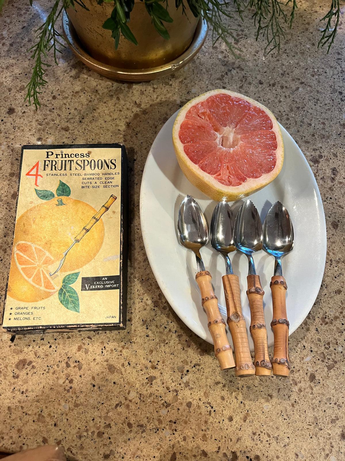 Vintage Bamboo Citrus Spoons