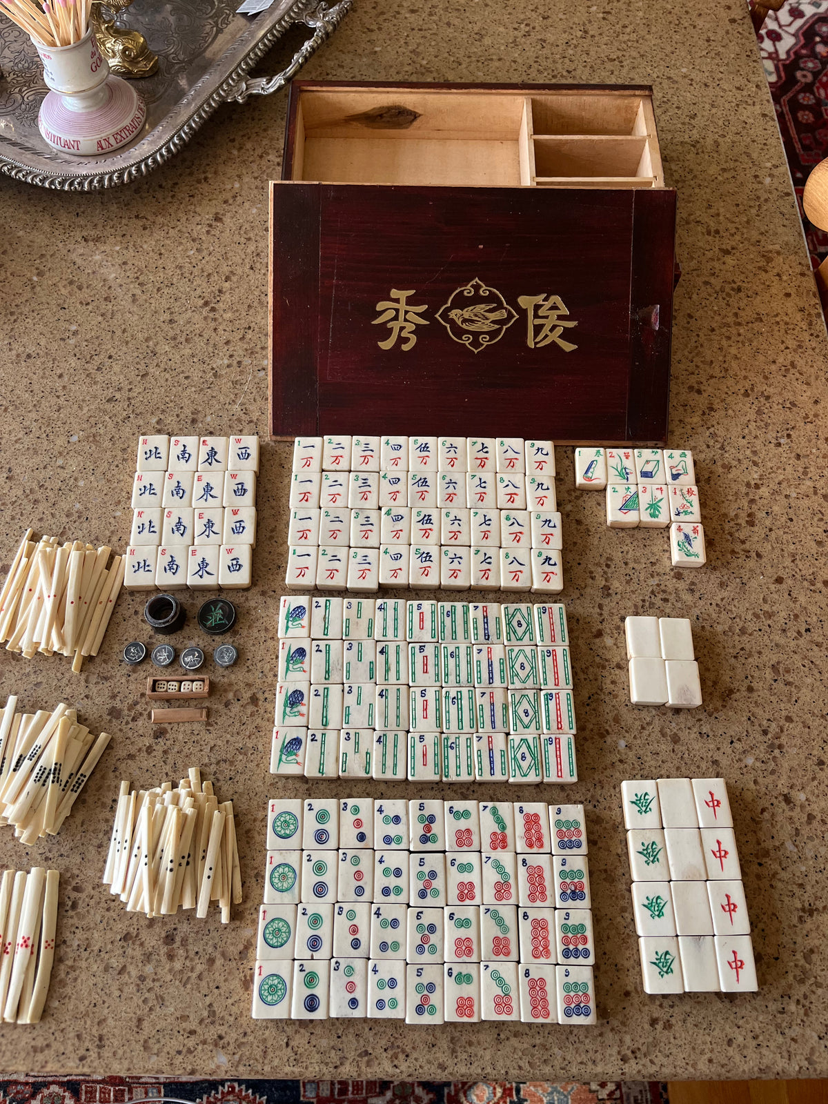 1920s Chinese Mah Jong Set W/Racks