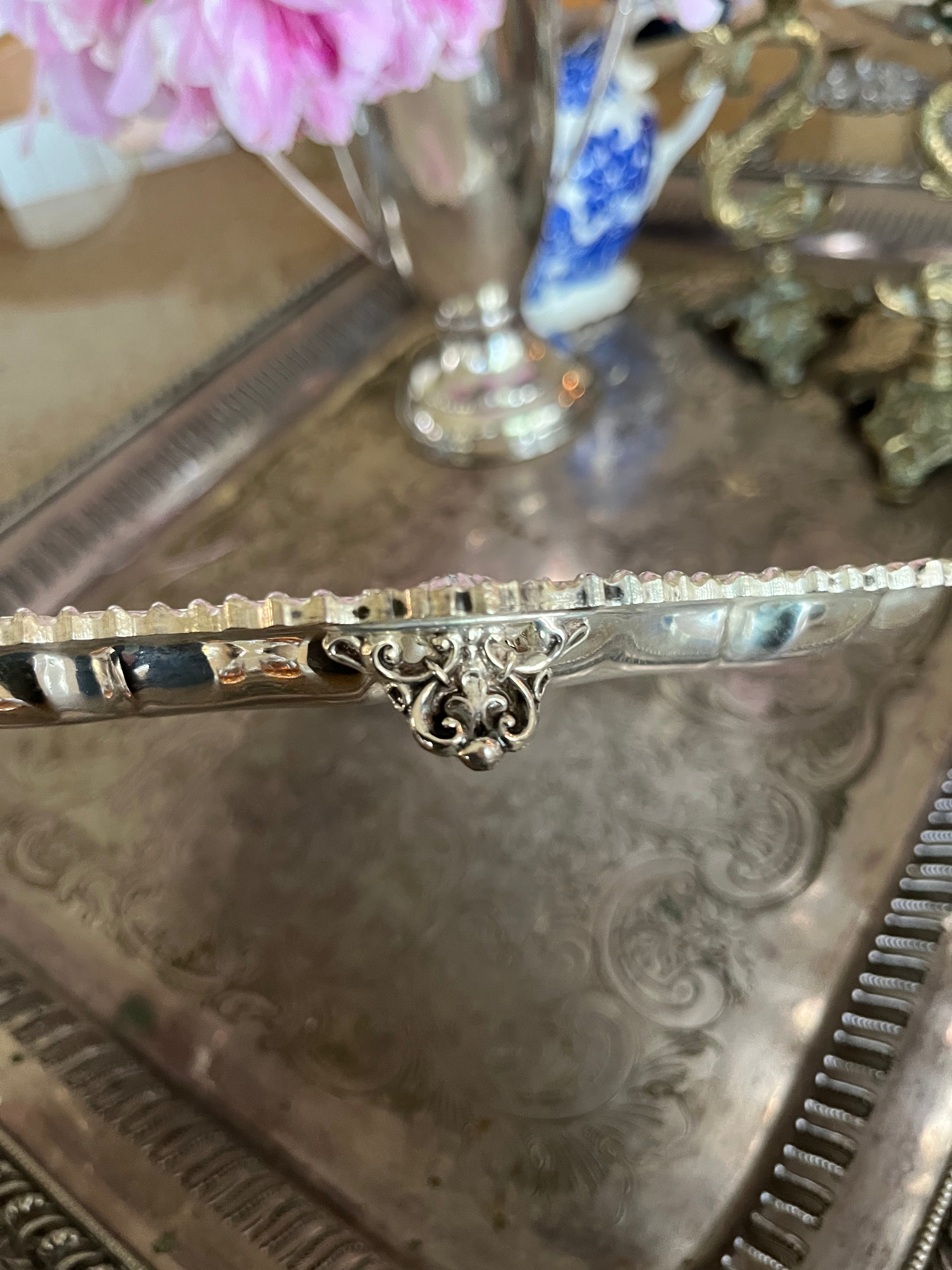 12” Vintage Silverplate Footed Tray By Crown Silver Co.