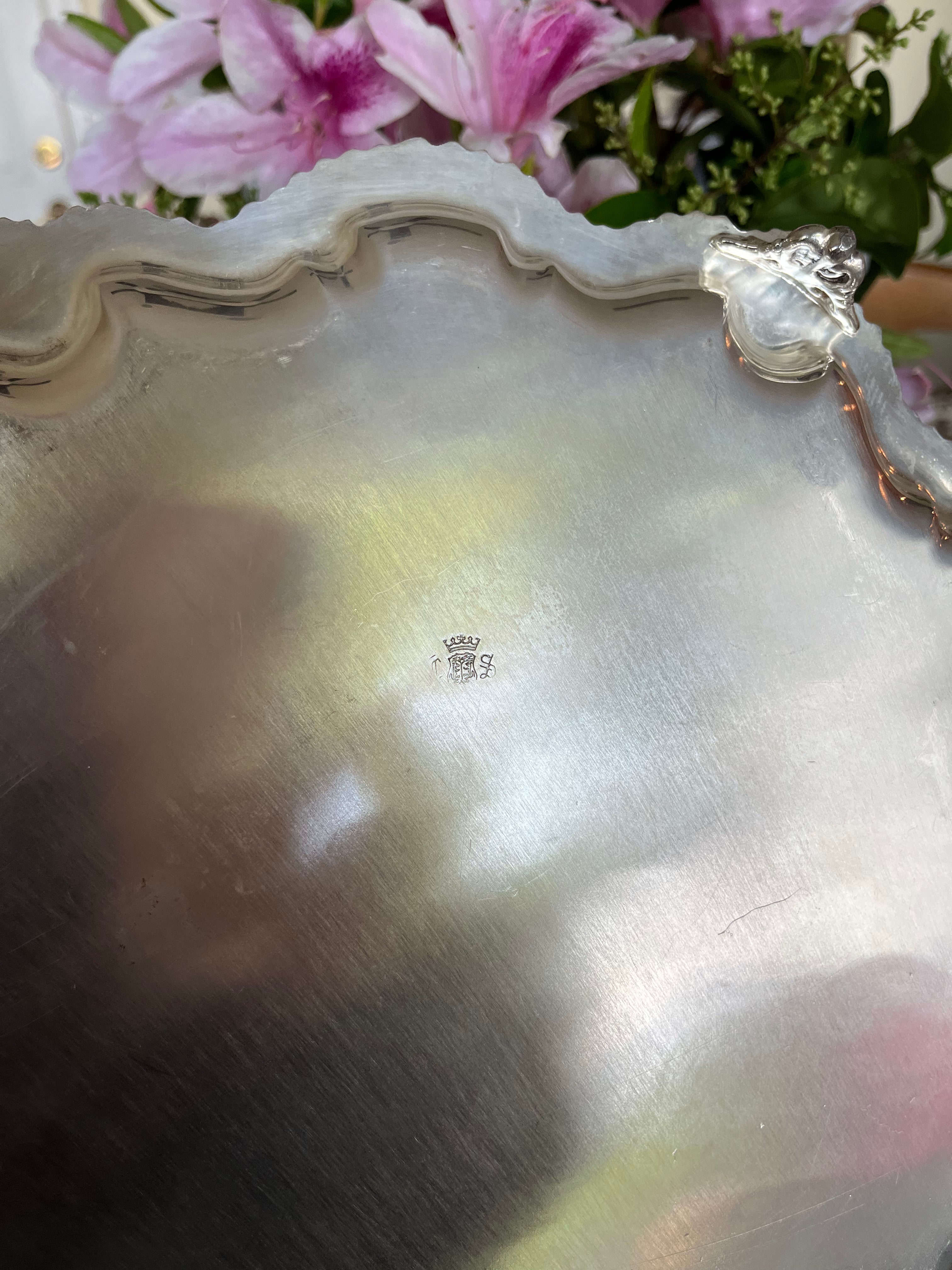 12” Vintage Silverplate Footed Tray By Crown Silver Co.