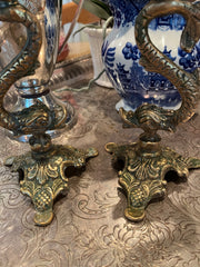 Pair of Brass Koi Fish Candlesticks