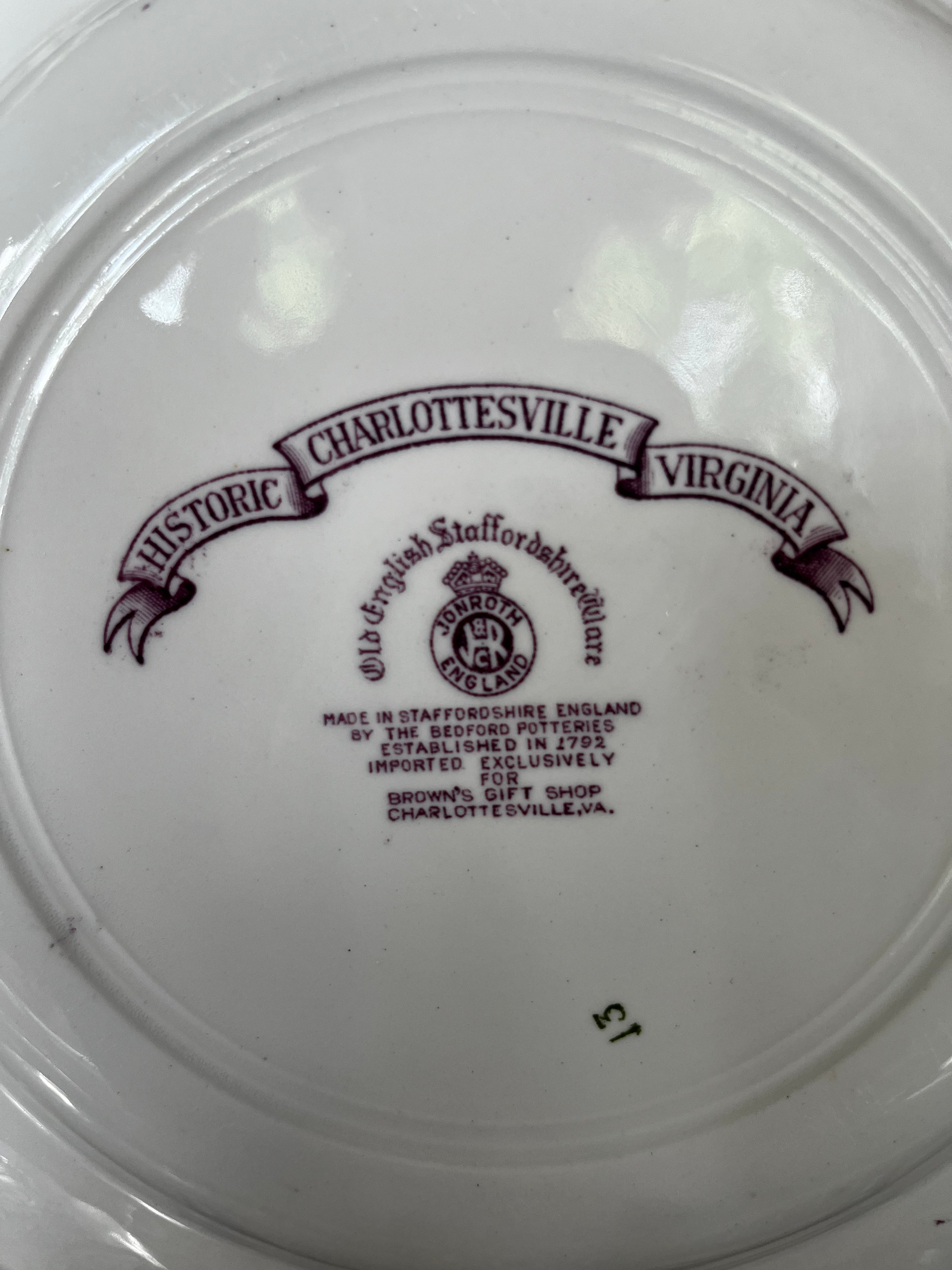 Monticello & Historic Charlottesville Plate