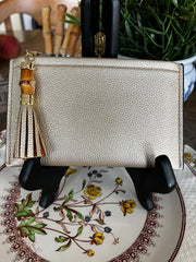 Leather Wallet with Bamboo Tassel