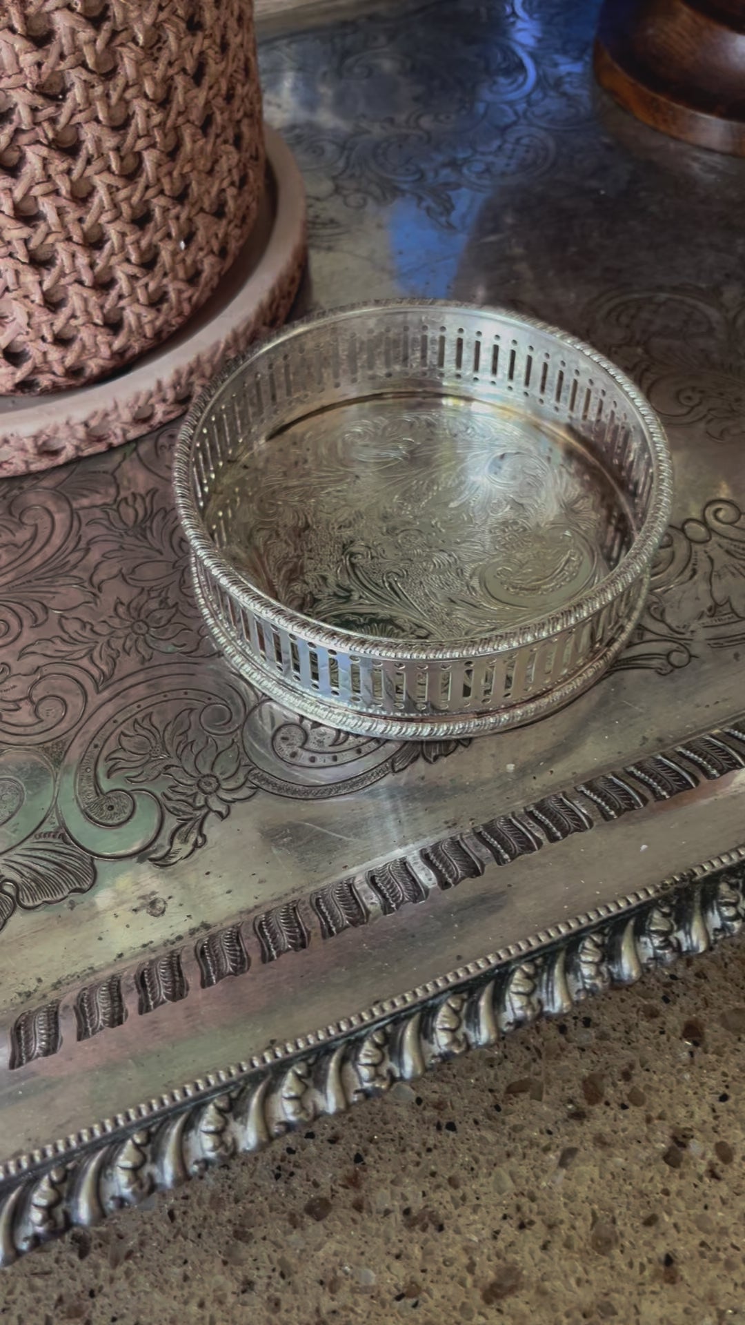 English Silverplate Wine Coaster