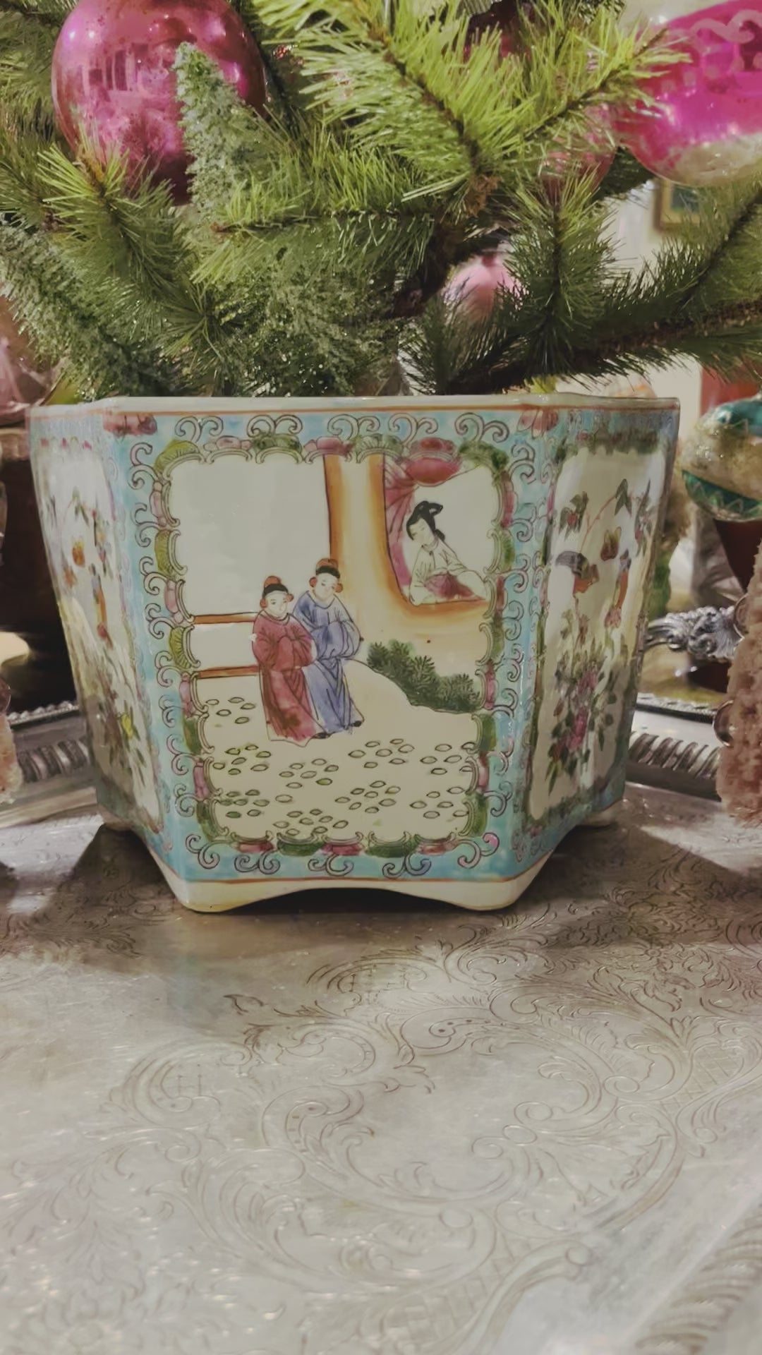 Load video: Chinoiserie Famille Rose Garden Planter