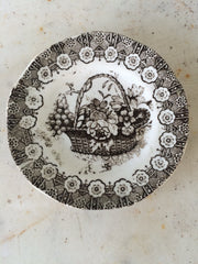 Antique brown transferware miniature childs tea plate. ADORABLE !!!