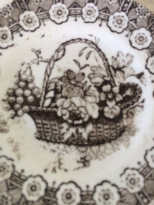 Antique brown transferware miniature childs tea plate. ADORABLE !!!