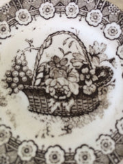 Antique brown transferware miniature childs tea plate. ADORABLE !!!