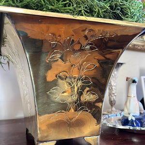 Brass Cherry Blossom Engraved Planter